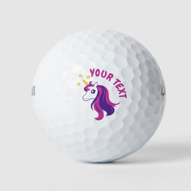 Cute pink unicorn custom print golf balls for kids (Front)
