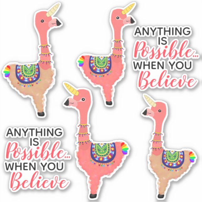 Cute Pink Unicorn Flamingo Llama Inspirational  (Front)