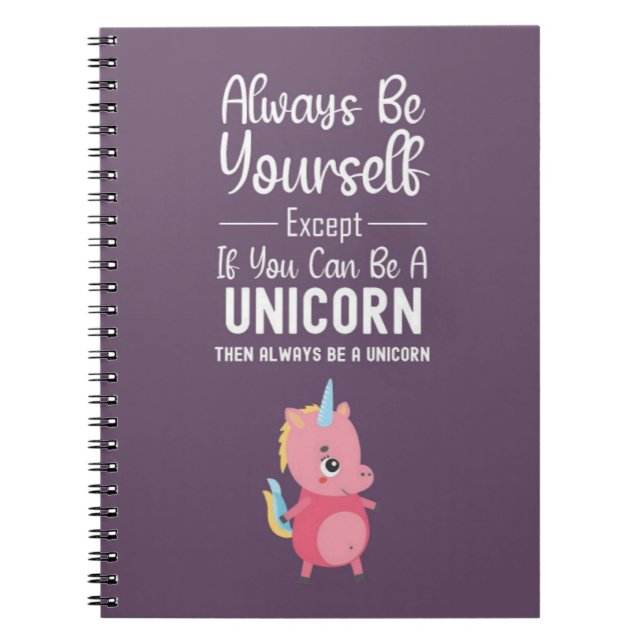 Cute Pink Unicorn Gifts Girls Kids Purple Girly Notebook (Front)