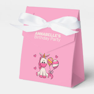 Cute Pink Unicorn Girl Birthday Party Favour Box