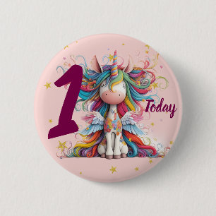 Cute Pink Unicorn Girl's Birthday 6 Cm Round Badge