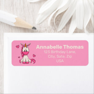 Cute Pink Unicorn Girly Return Address Label