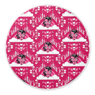 Cute Pink Unicorn Land And Castle Ceramic Knob