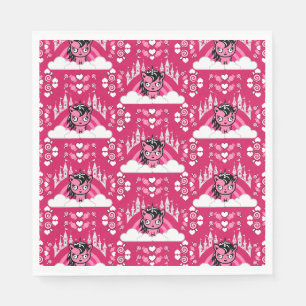 Cute Pink Unicorn Land And Castle Napkin