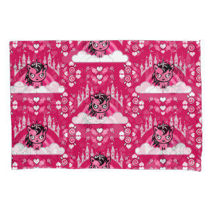 Cute Pink Unicorn Land And Castle  Pillowcase