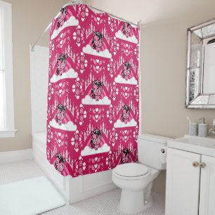 Cute Pink Unicorn Land And Castle Shower Curtain