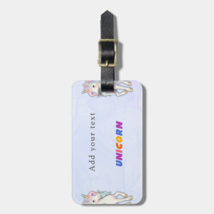 Cute pink unicorn pattern personalised name luggage tag