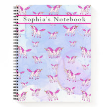 Cute pink unicorn pattern personalised name