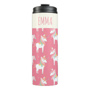 Cute Pink Unicorn Pattern Personalised Thermal Tumbler