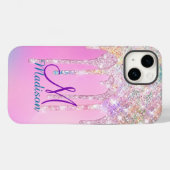 Cute Pink Unicorn Rainbow Glitter Drips monogram  Case-Mate iPhone Case (Back (Horizontal))