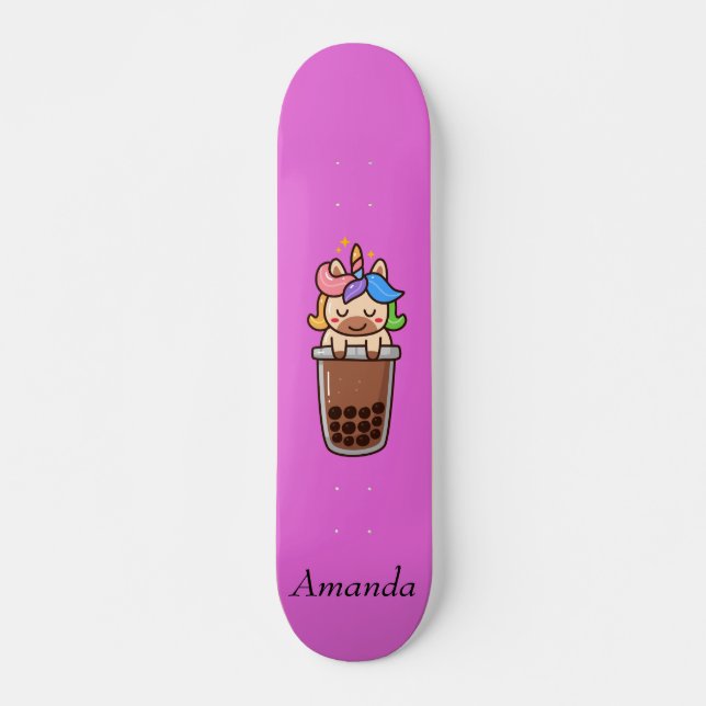 Cute pink unicorn skateboard (Front)