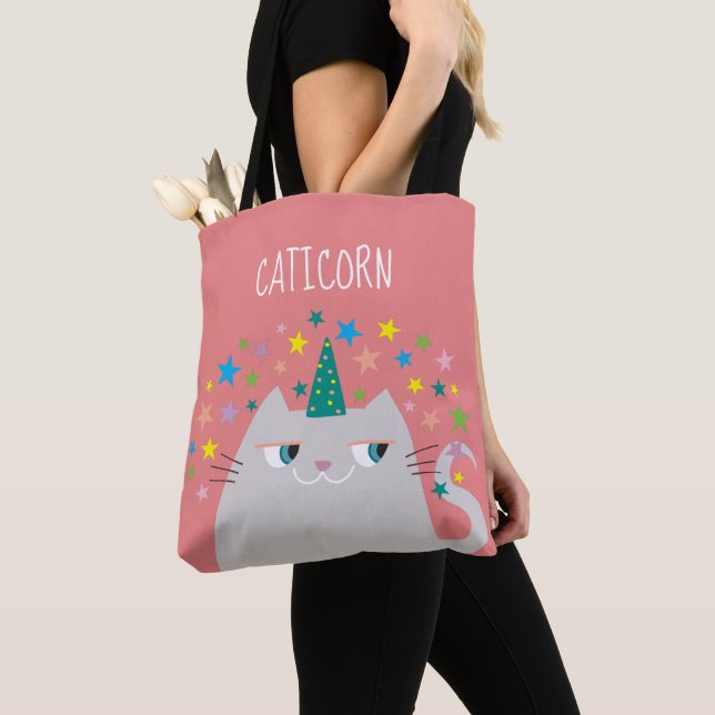Cute Pink Unicorn Tote Bag (Close Up)