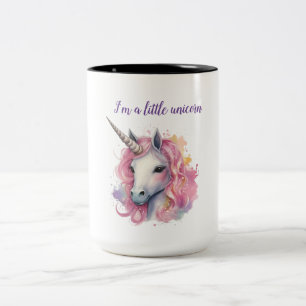 cute pink unicorn Two-Tone coffee mug