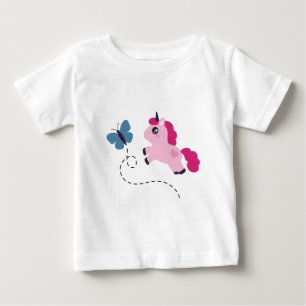 Cute Pink Unicorn with a Butterfly Baby T-Shirt