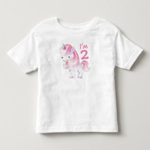Cute Pink Unicorn with Child's Age Toddler T-Shirt