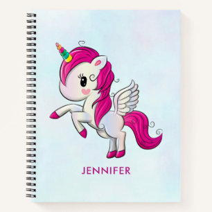 Cute Pink Unicorn with Wings Notebook