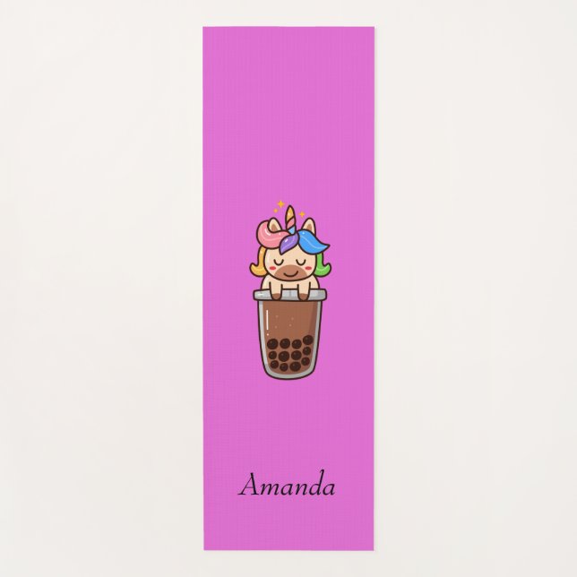 Cute pink unicorn  yoga mat (Front)