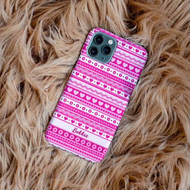 Cute Pink Valentine’s Day Heart and Flowers Girly  Case-Mate iPhone Case (Creator Uploaded)