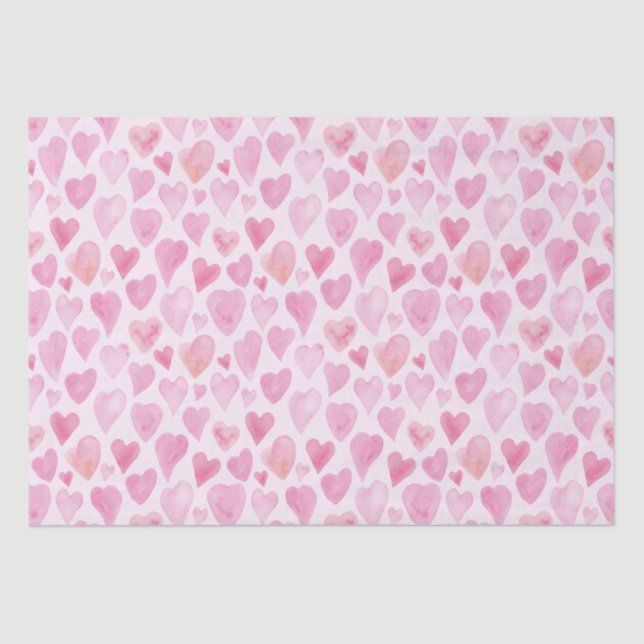 Cute pink Valentines Day Love Heart pattern Tissue Paper (Front)