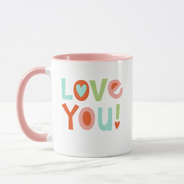 Cute Pink Valentines Day Love You Mug (Left)