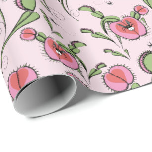 Cute Pink Venus Flytrap Stuck on Your Love Wrapping Paper