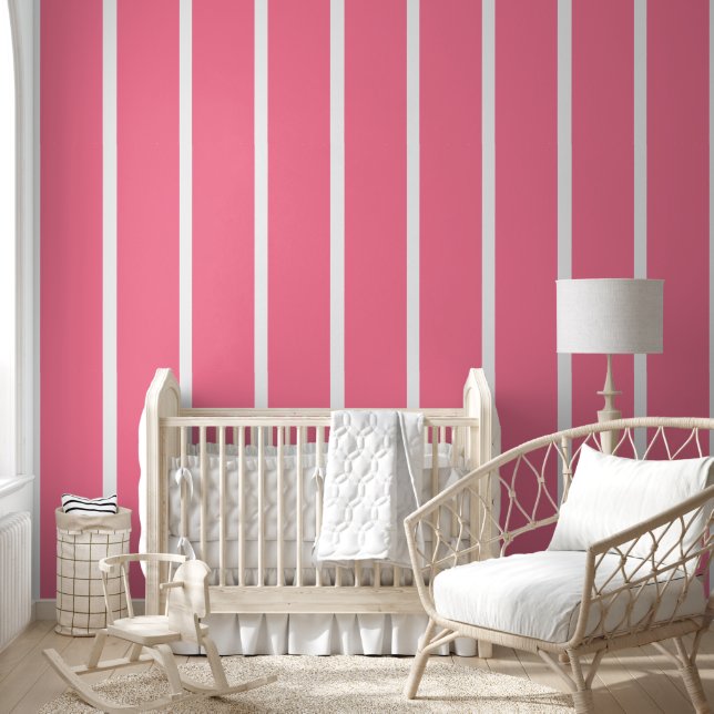 Cute Pink Vertical Striped Pattern Wallpaper (Kids)