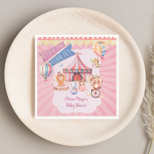 Cute Pink Vintage Carnival Circus Baby Shower  Napkin (Creator Uploaded)