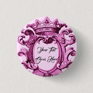 Cute Pink Vintage Crown Frame Customized 3 Cm Round Badge