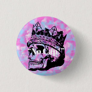 Cute Pink Vintage Skull Crown Customized Button