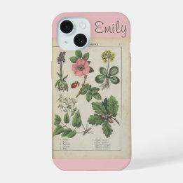Cute Pink Vintage Wildflower Personalised iPhone 15 Case