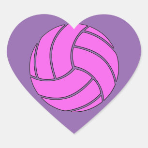 Cute Pink Volleyball Heart Scrapbook / Party Decor Heart Sticker