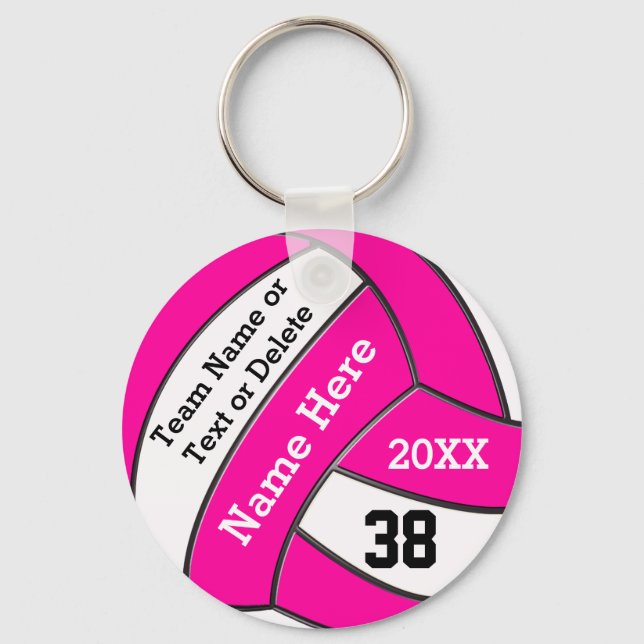 Cute Pink Volleyball Trinkets PERSONALIZED Key Ring (Front)