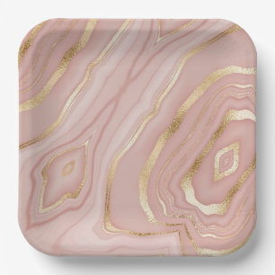 cute pink watercolor abstract design paper plate