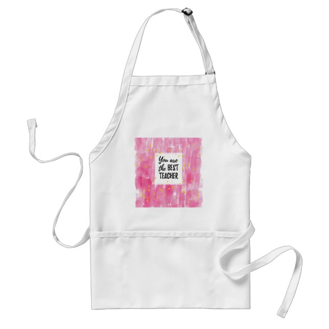 Cute Pink Watercolor Best Teacher Appreciation Standard Apron (Front)