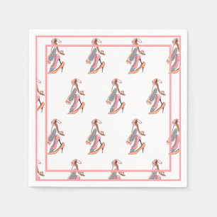 Cute Pink Watercolor Diva Glam Stilettos Paper Pla Napkin