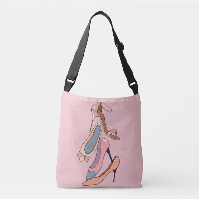 Cute Pink Watercolor Diva Glam Stilettos Tote Bag (Front)