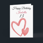 Cute Pink Watercolor Double Heart 13th Birthday Card<br><div class="desc">Cute Pink Watercolor Double Heart 13th Birthday, a cute birthday design made for any granddaughter. If you're looking for some pretty granddaughter birthday cards, teenager birthday cards or thirteenth birthday cards, this one is for you. The design features some cute watercolor hearts, something attractive and beautiful, so, don't hesitate to...</div>