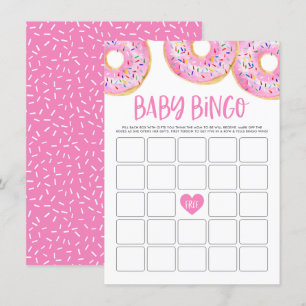Cute Pink Watercolor Doughnuts Baby Shower Bingo Enclosure Card