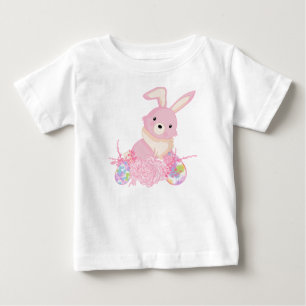 CUTE PINK WATERCOLOR EASTER BUNNY WITH EGGS BABY T-Shirt