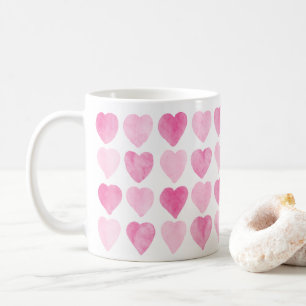 Cute Pink Watercolor Hearts Coffee Mug
