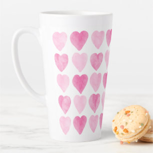 Cute Pink Watercolor Hearts Latte Mug