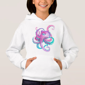 Cute Pink watercolor Octopus  