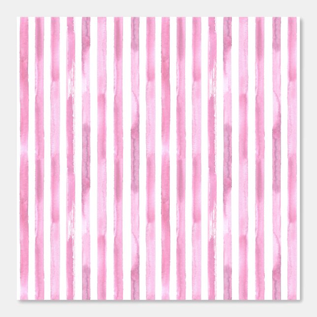 Cute Pink Watercolor Stripes, Nursery Kids Room Wallpaper (Front)
