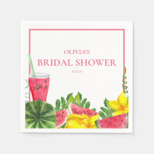Cute Pink Watermelon Bridal Shower Napkin