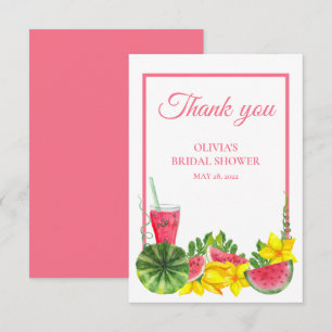 Cute Pink Watermelon Bridal Shower  Thank You Card