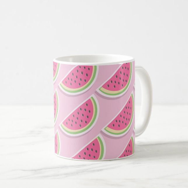 Cute Pink Watermelon Pattern Coffee Mug (Front Right)