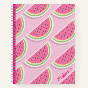 Cute Pink Watermelon Pattern Personalised Notebook