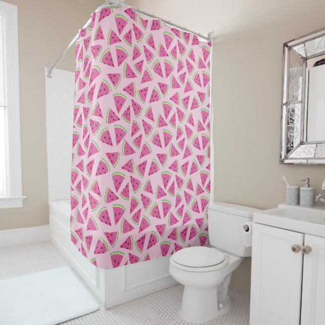 Cute Pink Watermelon pattern Shower Curtain (In Situ)
