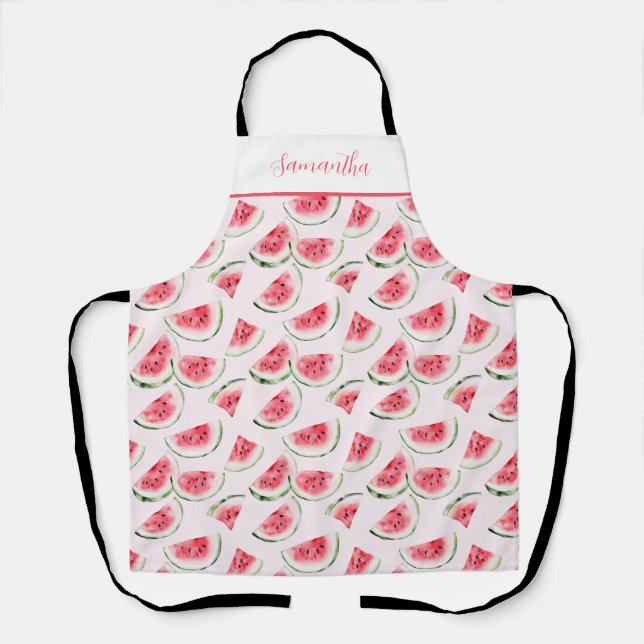Cute Pink Watermelon Personalised  Apron (Front)