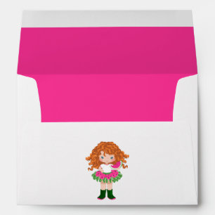 Cute Pink Watermelon Tutu Ginger Haired Girl Envelope